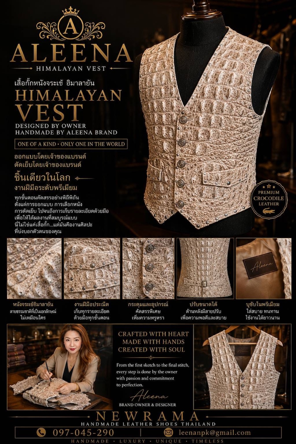  aleena leather crocodile hand made 